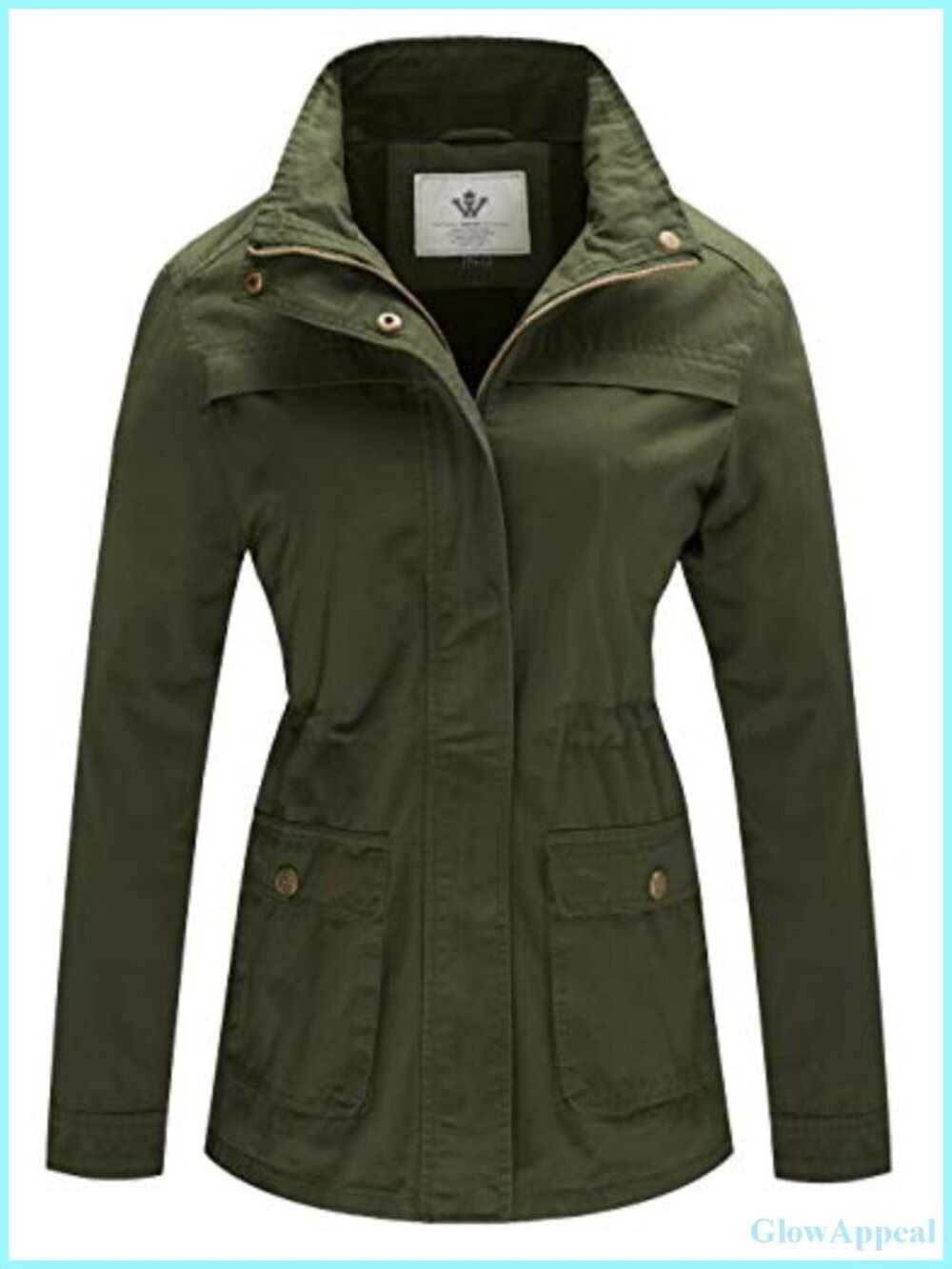 Women's Military Utility Anorak Jacket Cotton Slim Fit Zip Coat